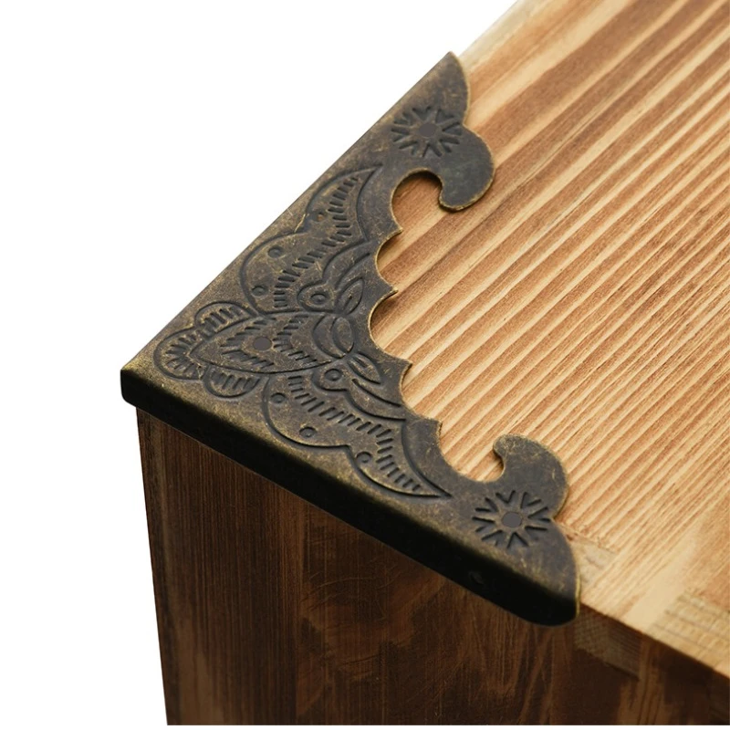 Boîte à bijoux en laiton antique, protecteur d'angle en bois, protection pour la maison, coins décoratifs, couvercle de protection d'angle, , 4 pièces