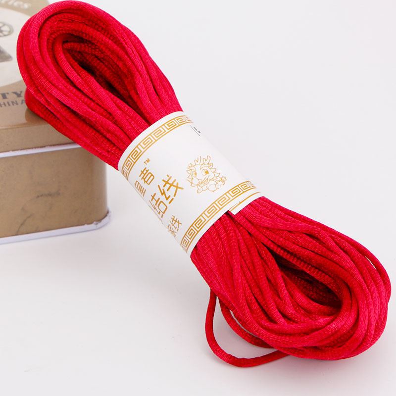 20m färger mjukt satin siden macrame sladdar diy kinesisk knut handgjorda väva rep smycken fynd pärlor dekorativt snöre touw: Röda sladdar