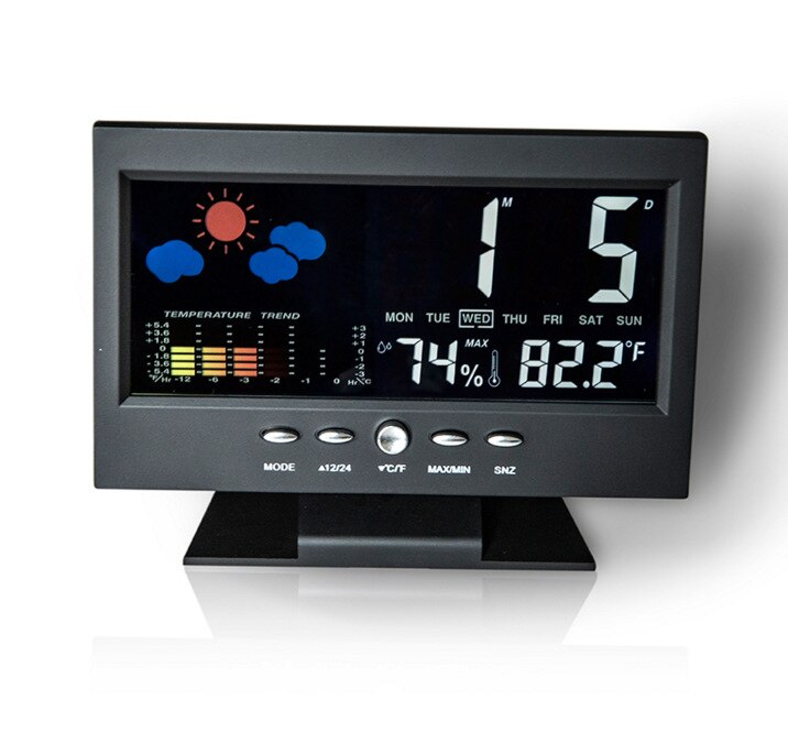 8082T Digital Thermometer Hygrometer Weather Station Alarm Clock Temperature Gauge Colorful LCD Calendar Backlight Timers Car