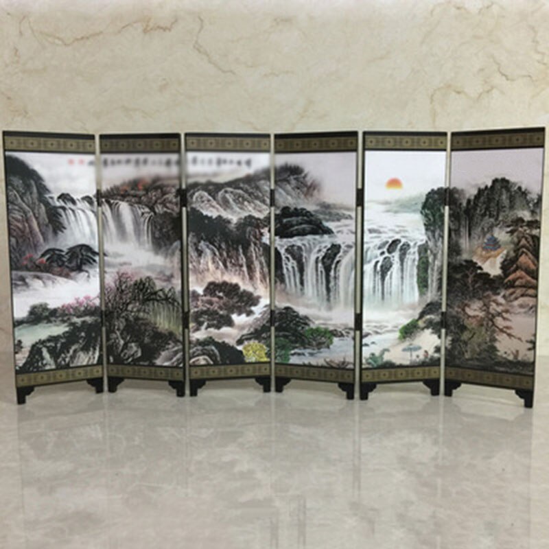 Mini Scheidingswand Kamerscherm 6 Panel Gedrukt Canvas Tafelblad Oosterse Aziatische View Home Decoratie Bruiloft Decoratie: E