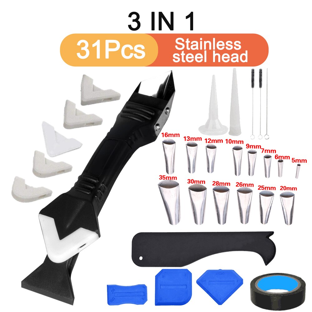 3 In 1 Silicone Sealant Remover Tool Scraper Caulk Mould Smooth Peel Finisher Scraper Grout Removal Useful Hand Tool Kit Set