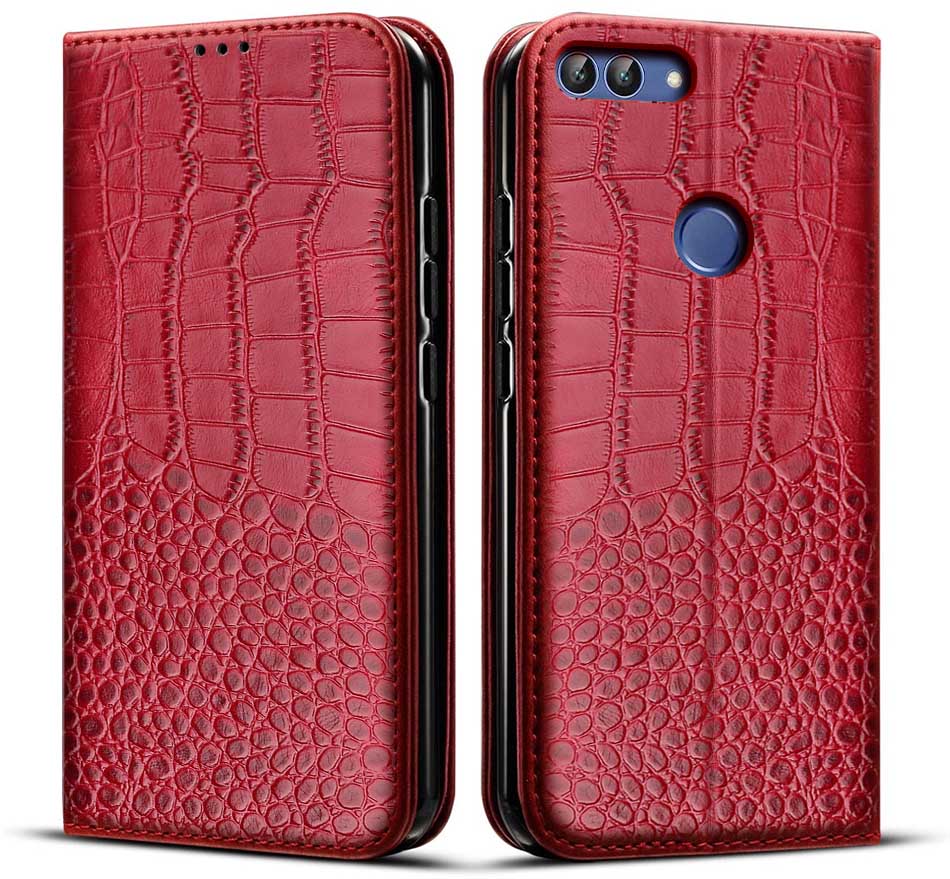 Luxe Retro Case Voor Huawei P Smart Case Flip Leather Cover Voor Funda Huawei P Smart Case Cover FIG-LX1 psmart Telefoon Coque: Style 1 Red