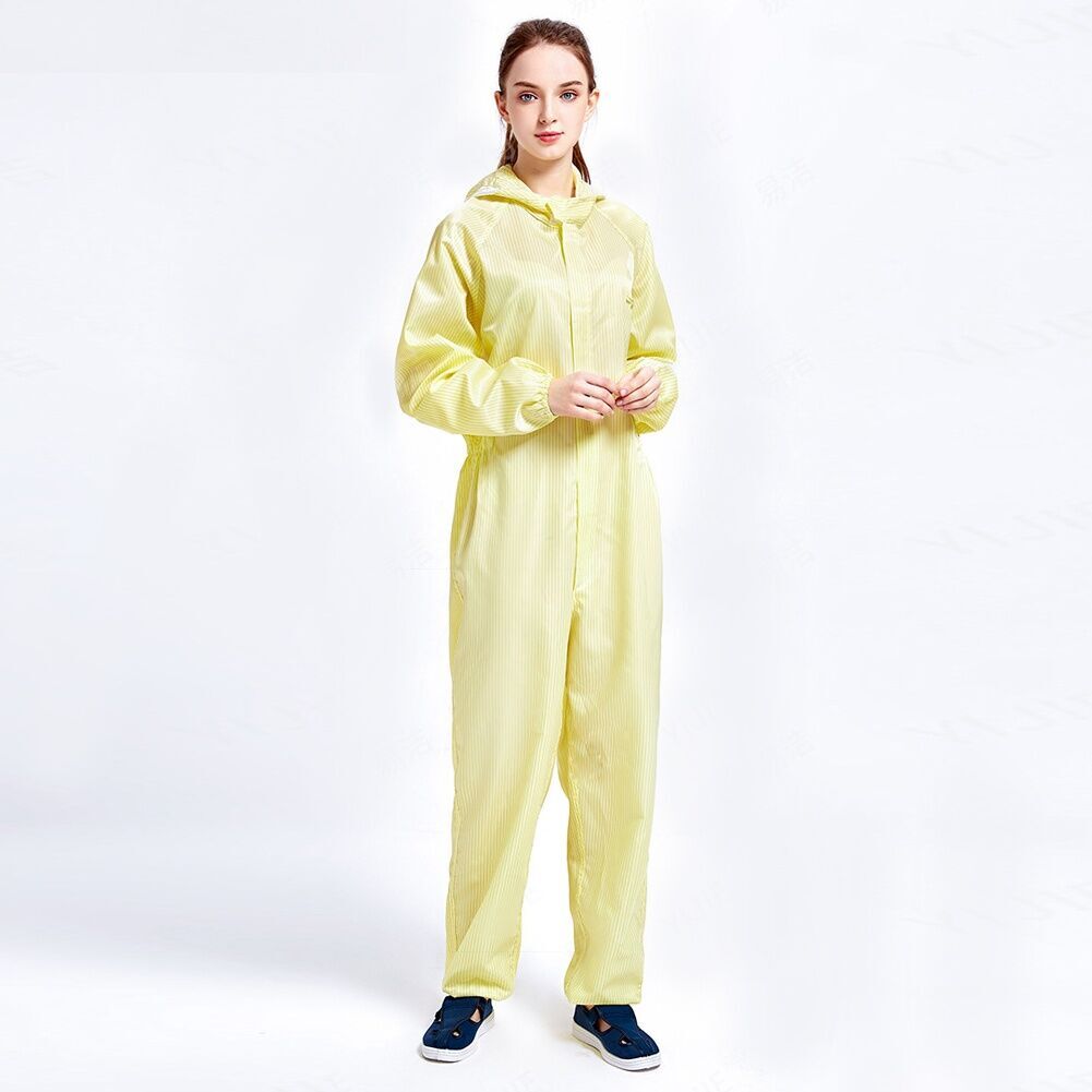 Weiß Blau Anti Statische Overall Reinraum Anzug Staub Arbeit Kleidung einteiliges Schutzhülle Anzug Chemische Malerei Fabrik Einheitliche: 1pcs yellow / S