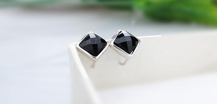 Vendita calda del nero di modo delle donne di cristallo 925 sterling silver 'orecchini all'ingrosso di gioielli regalo di compleanno femminile