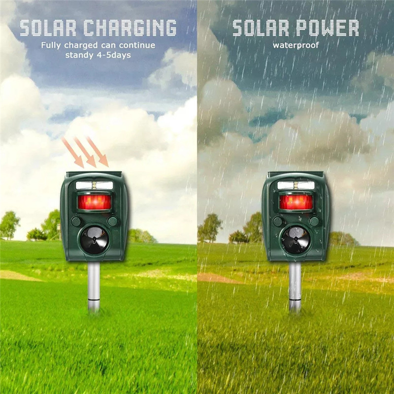 Solar Animal Repeller Ultrasone PIR Bewegingssensor Repellent Outdoor Tuin Pest Vogel Kat Hond Vleermuis Repellent Houd Dieren Weg