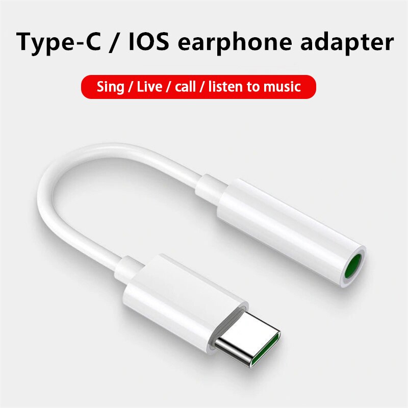 Headphone Adapter For huawei xiaomi Type-c AUX Earphone Adaptador on IOS 14 11 12 13 To 3.5mm Jack Female Male Charger Adapters