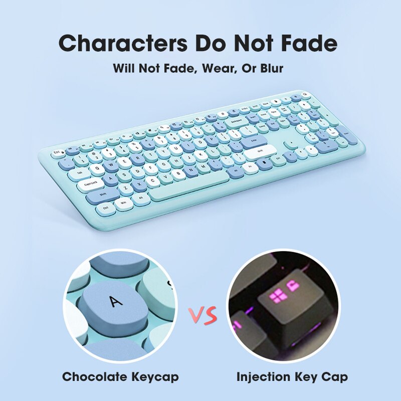 Mofii Purple Wireless Keyboard Mouse Set USB Office Gaming Keyboard And Mouse Pink Combo Mix Keycaps For Mac Laptop Desktop PC