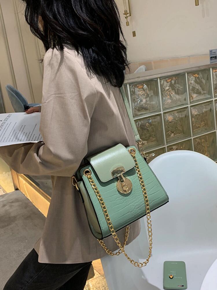 Female Crocodile pattern Tote bag PU Leather Women's Handbag Chain Shoulder Messenger Bag