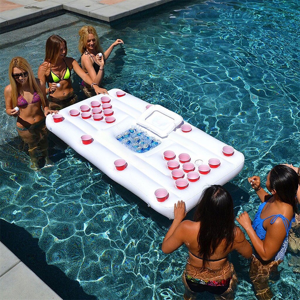 Inflatable Beer Table Cup Hole Floating Row Water Table Tennis Table Entertainme: Default Title