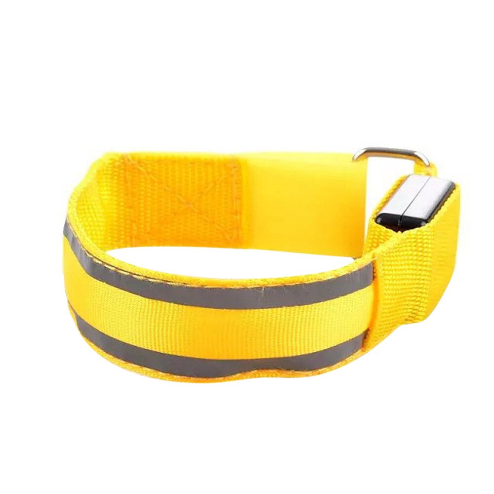 7 Kleur Reflecterende Led Light Arm Armband Strap Veiligheid Riem Voor Night Running Cycling1PC Led Nylon Spot Reflecterende Armband: Yellow 