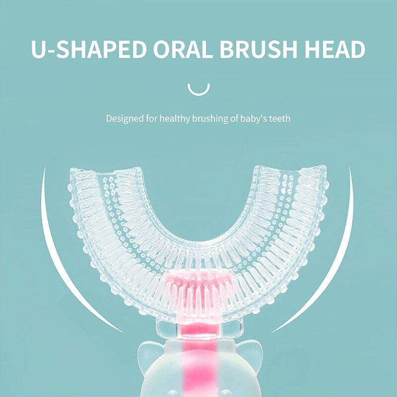 2 pezzi per bambini a forma di U spazzolino da denti in Silicone per la pulizia dei denti spazzole per denti a bocca intera 360 ° denti orali puliti per 6-12 anni