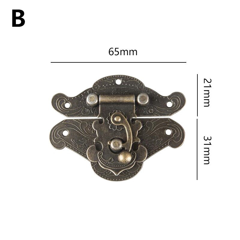 5 size Antique Decorative Latch Vintage Jewelry Wooden Box Hasp Buckle Pad Chest Lock Retro Furniture Hardware Accessories: B