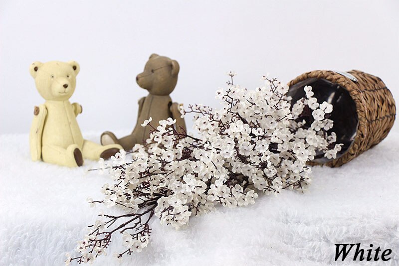 Kunstig baby ånde enkelt blomst simulation hjem bryllup dekoration simulation blomst brud holder blomster: Hvid