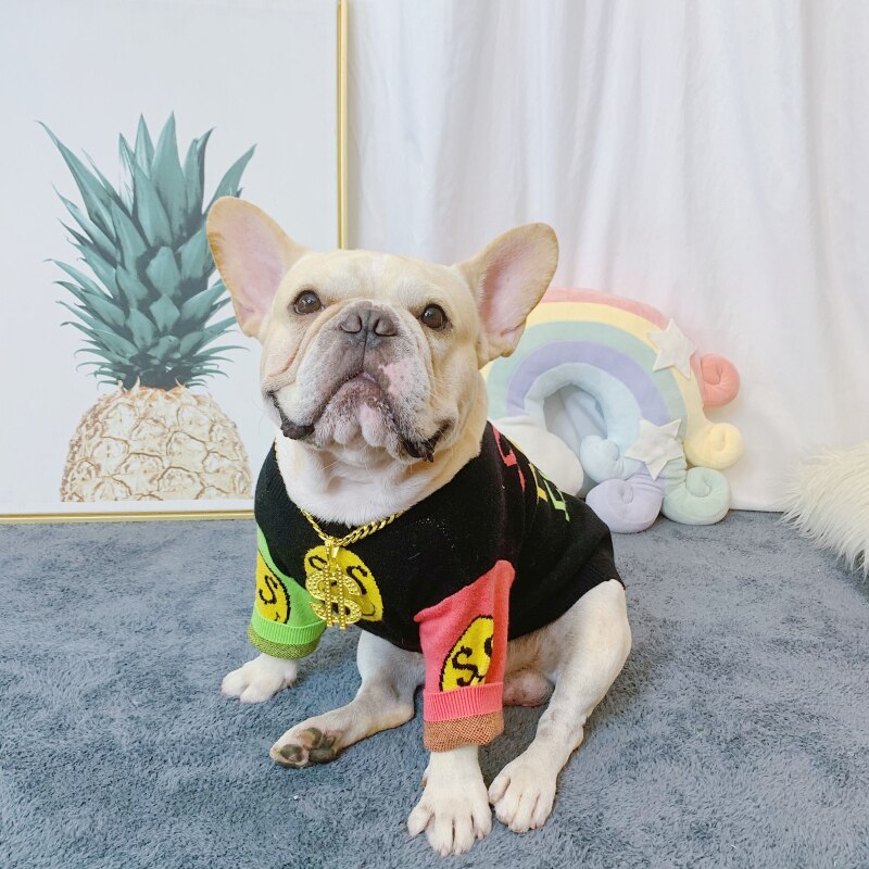 carlino Abiti inverno francese bulldog Abiti Dropshipping vendita all'ingrosso cane costume animale domestico vestito Schnauzer maglione lavorare a maglia abbigliamento cappotto