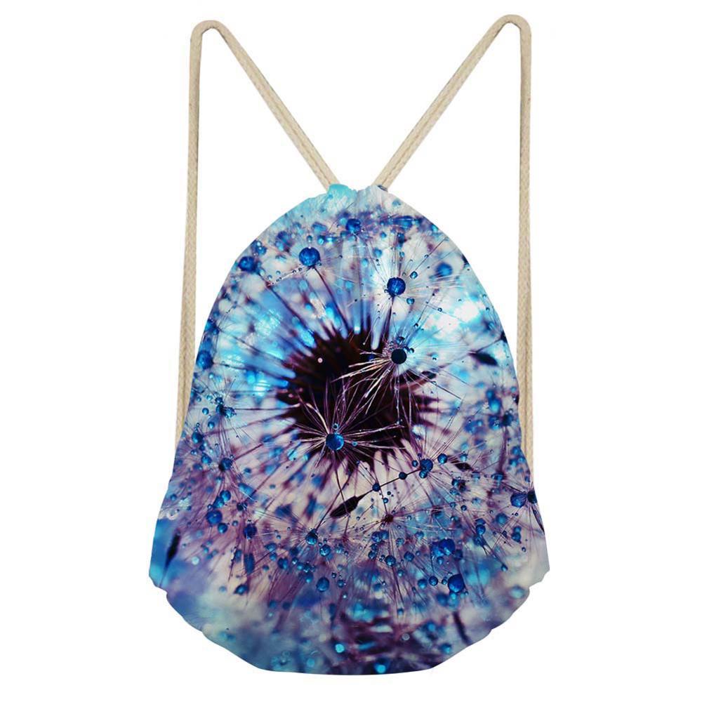 Noisedesigns paardenbloem roos bloem mooie 3d trekkoord tas vrouwen rugzak tiener meisjes cinch zak sport reizen: Cc2552 z 3