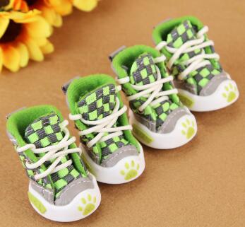 4 pièces/ensemble chien de compagnie chaussures petit chien chiot bottes Football Style pas cher chien chaussures d'été pour petits animaux de compagnie: green / 1