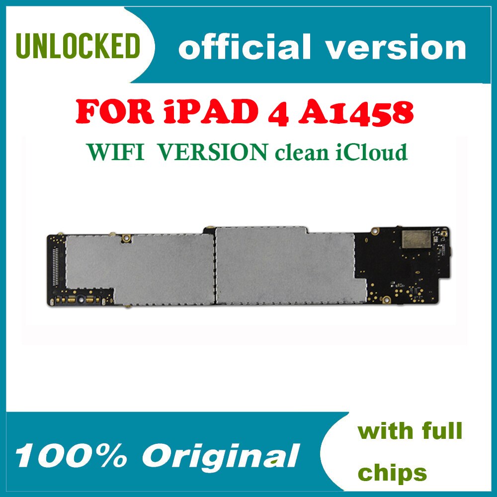 For IPad 2/3/4 A1395 A1403 A1416 A1458 Full Chips 16/32/64GB Clean iCloud Not ID Locked Wifi Version Unlocked Motherboard