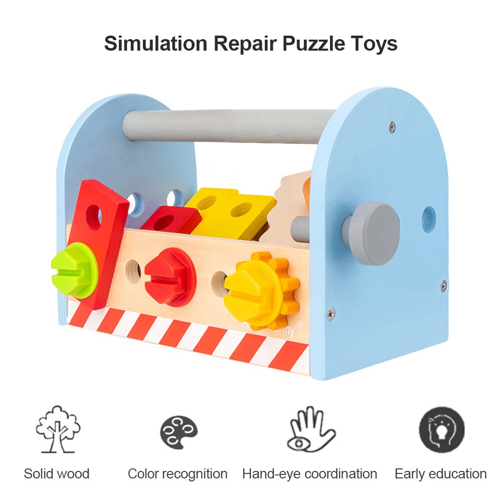 DIY Early Education Fun Toy Wooden Repair Simulation Toolsbox Set for Boy Puzzle Electronic Mini Simulated Kits Toys