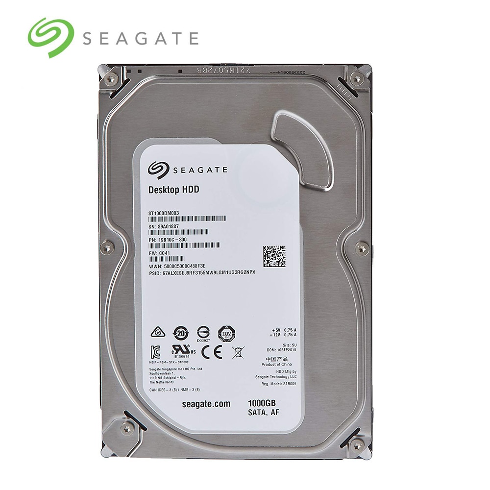 Seagate 1tb desktop hdd sata 6gb/s 64mb cache 3.5- tommer 7200 rpm internt bart drev  (st1000 dm 003)