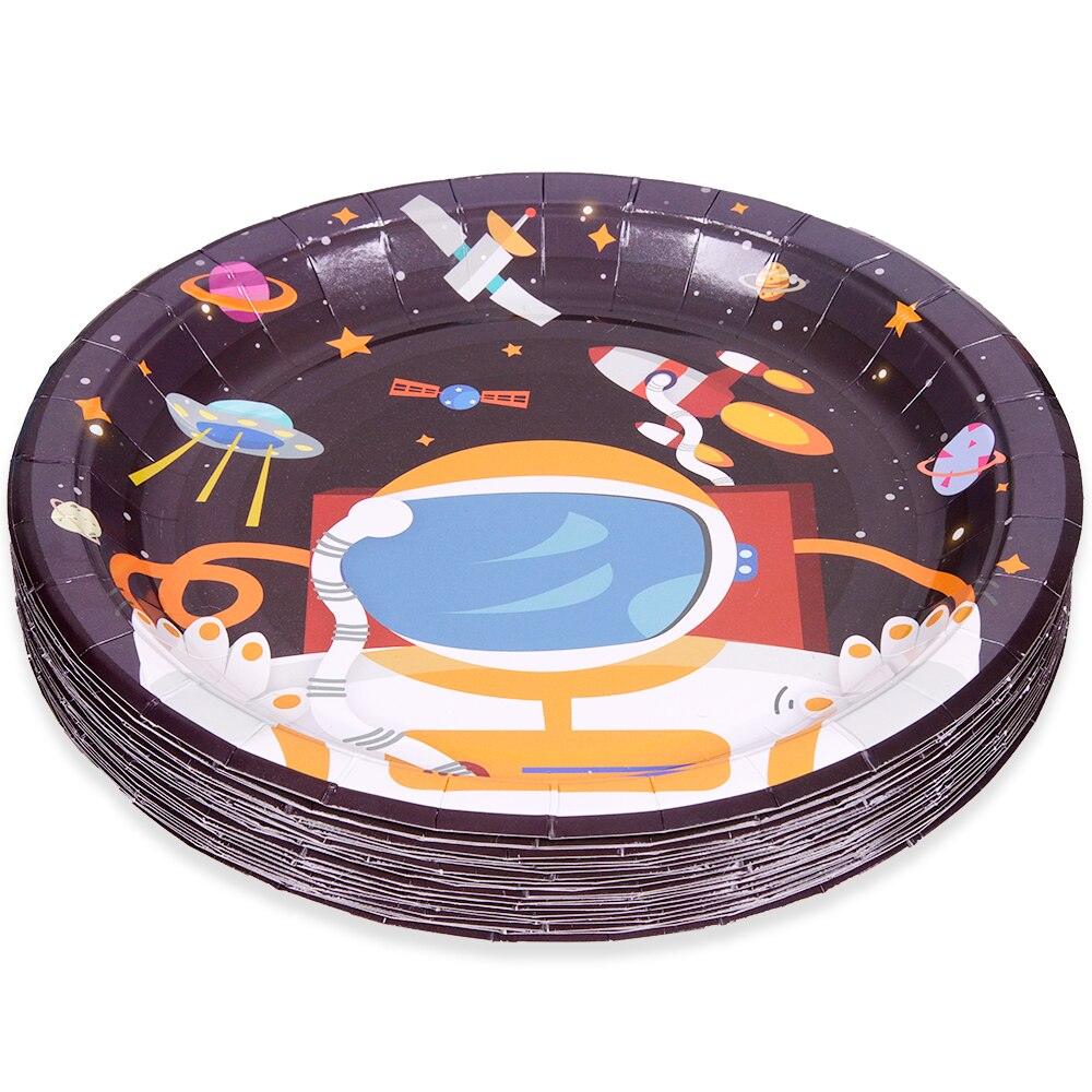 10PCS Outer Space Party Supplies disposable plate Astronaut Planet Theme Disposable Dinnerware Set Children Birthday Paper plate: 10PCS 7inch Plates
