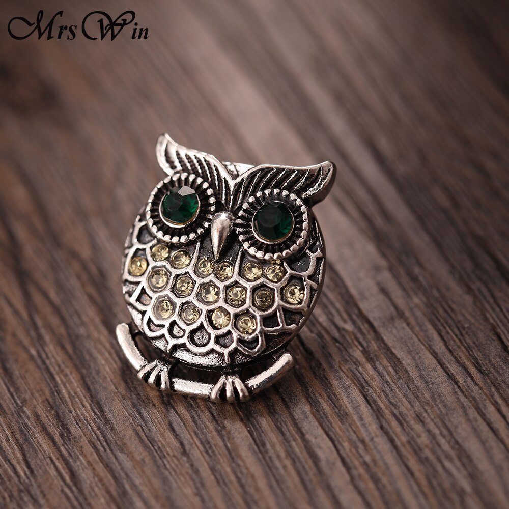 6pcs/lot Snap Jewelry Vintage Metal Owl Snap Button Fit 18MM Snap Bracelet for Women DIY Charms Jewelry: 2