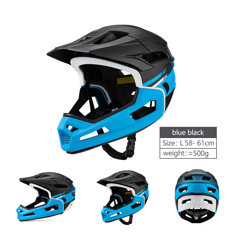 Helhjelm for sykkel, avtakbar mtb-hjelm for terrengsykkel, voksen racing, motorsykkelkjøring, sikkerhetshjelm, hodebeskyttelse: Svart
