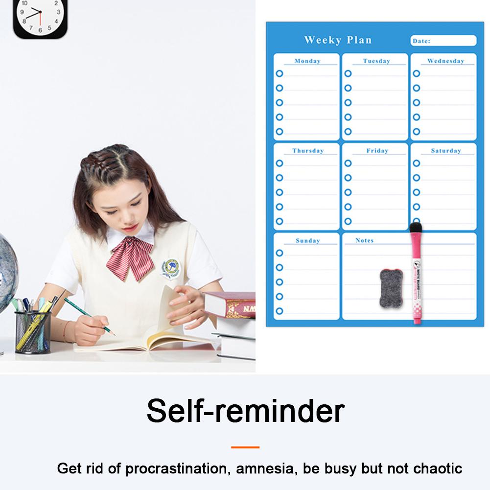 Magnetic Daily Weekly Monthly Planner Whiteboard Fridge Magnet Flexible Daily Message Drawing Refrigerator Calendar White Board