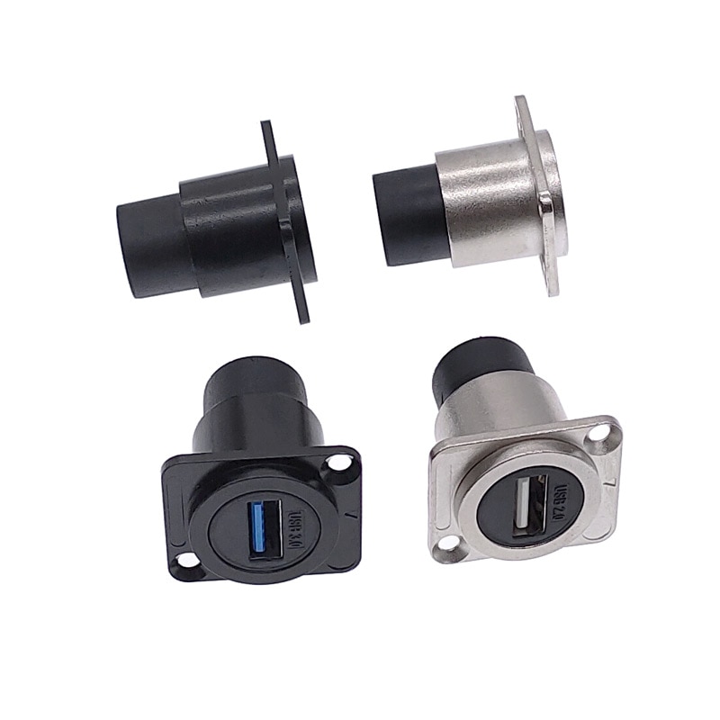 Metal hun til hun usb 2.0 3.0 stik panel montering usb stik sort