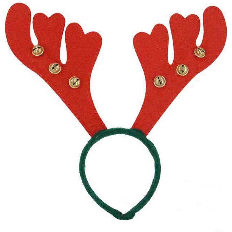 Reindeer Antlers Christmas Fancy Dress Bells Festive Stag Deer Ears Headband