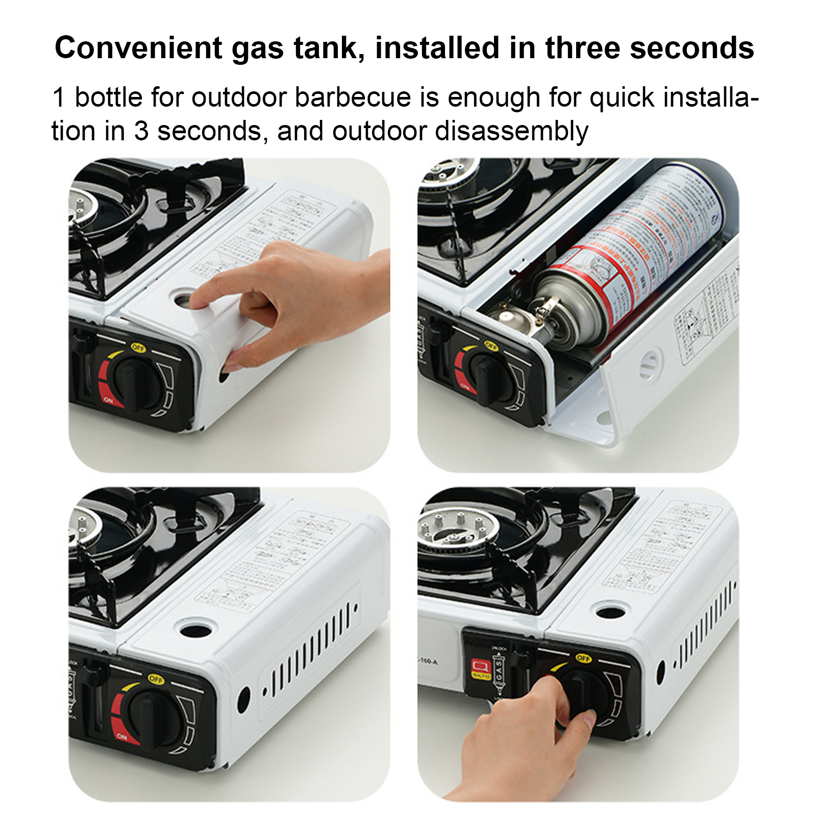 Estufa de Cassette portátil, estufa compacta para acampar, cocina resistente, Control de llama multietapa, encendido automático para Picnic y senderismo