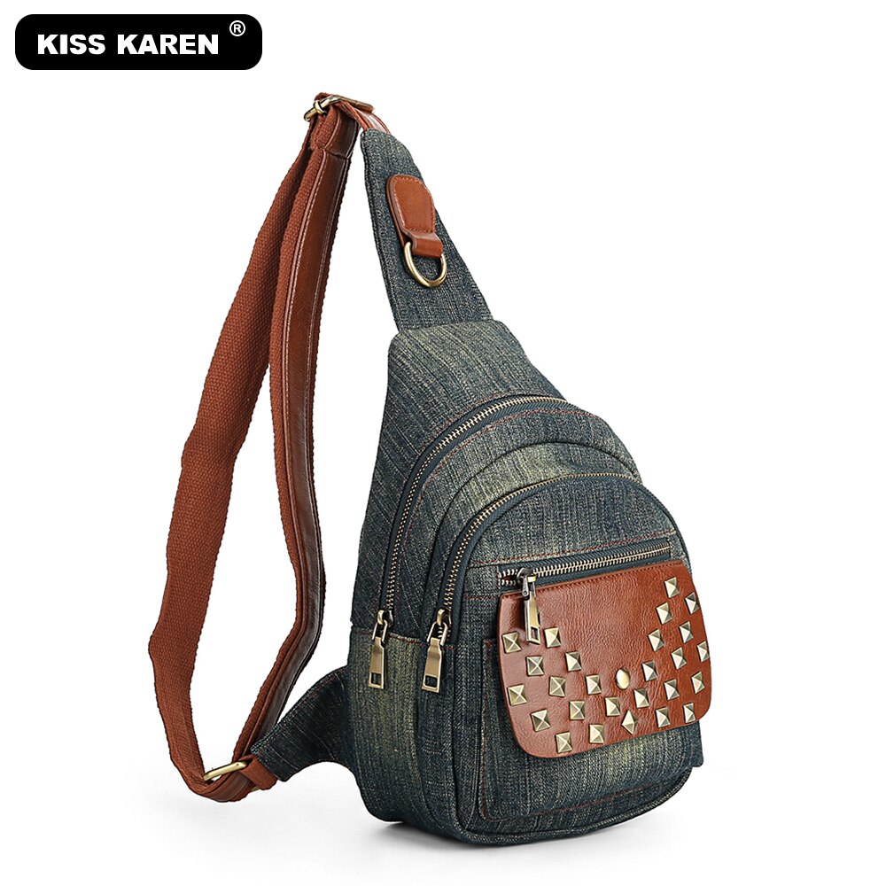 Rock studs schoudertassen jeans dames borsttassen duurzame casual dagrugzak denim dames handtas schouder messenger bags