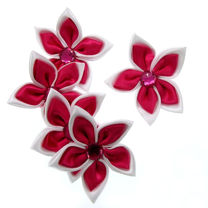 20 Stücke Satin- Blumen Strass Sternförmigen 2 Schichten Applikationen Nähen Haar Bogen Zubehör Handwerk Dekorationen 5,0 cm: Muster 12