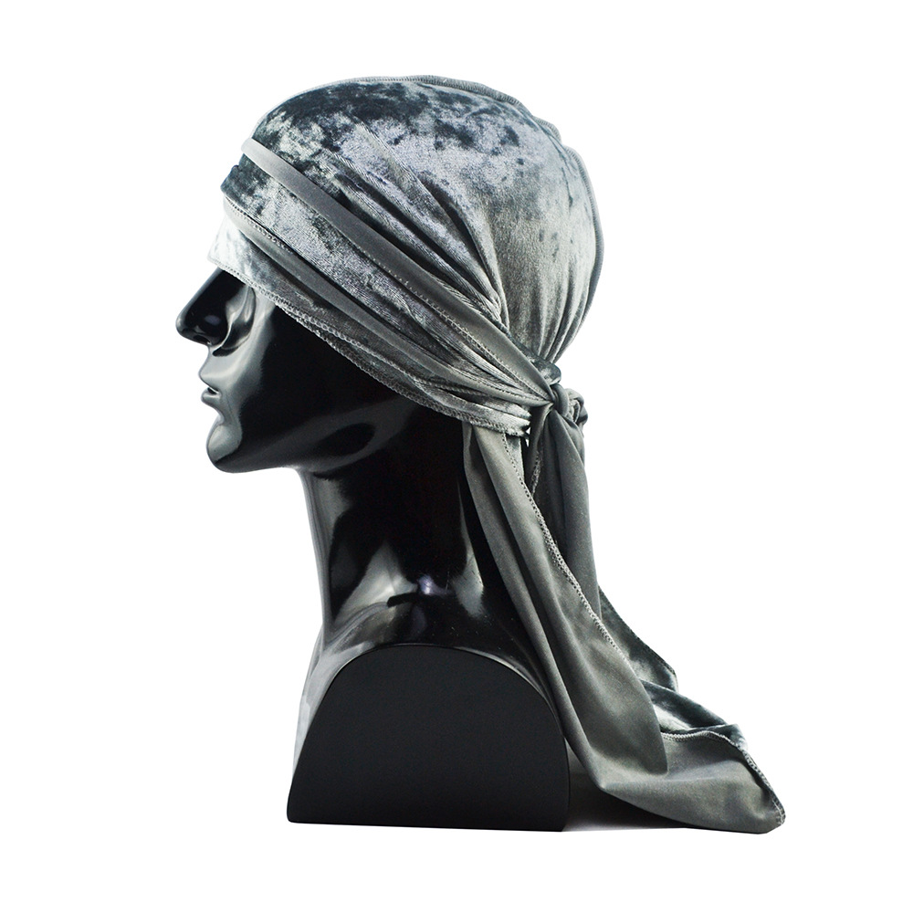 Velours Durag Pour Hommes Pirate Chapeaux Respirant Hiver Flanelle Longue Queue Chapeau de Danse de Rue Casque D&#39;équitation Fond Chapeau Hip-Hop Du chiffon