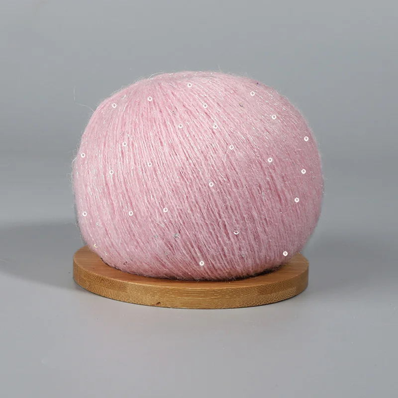 50 g Spitzen-Mohairgarn mit Pailletten, Häkel-Strickgarn mit Lurex, modische Baby-weiche Pullover-Schal-Nadelgarn mit Schlaufen