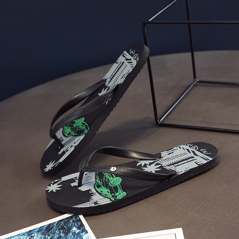 Chanclas de verano a la antideslizantes para Hombre, zapatillas negras de cocotero, zapatos de playa informales transpirables para exteriores, Sandalias para Hombre