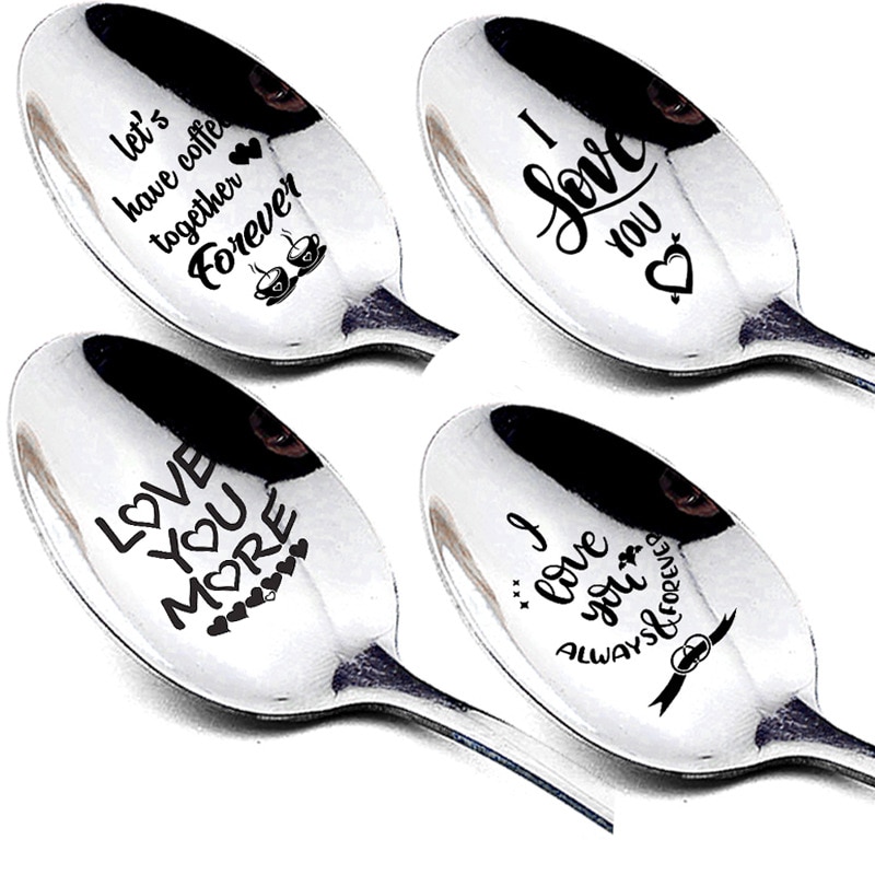 Valentijnsdag Roestvrij Staal Koffie Lepel Verjaardag Cadeau Voor Vriendje Vriendin Wedding Party Servies Decoraties