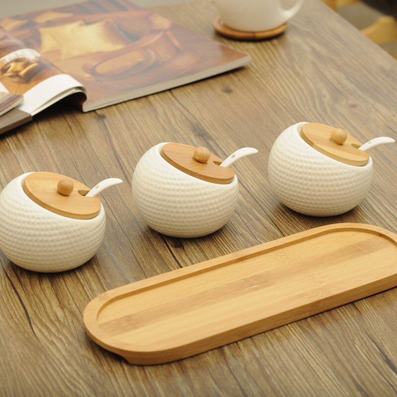 Brief spice jar piece set kitchen ceramic spice jar sauce pot condiment bottles flavorfully jar set