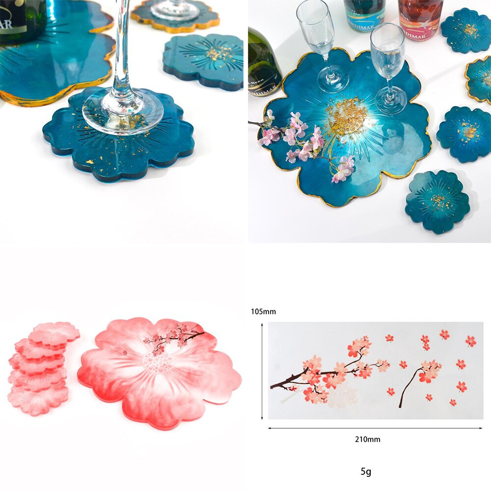 1 set wijnglas, doorzichtige bloemenbekermat, epoxyharsmallen, glazen onderzetters voor doe-het-zelf hars-epoxymal, siliconen sieraden, knutselen
