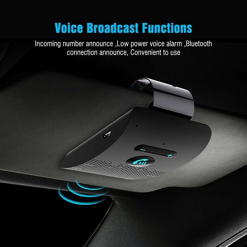 Wireless Car Bluetooth 5.0 Bluetooth Handsfree Device Car Kit Voice Broadcast Sun Visor Speaker Receiver Easy Operation