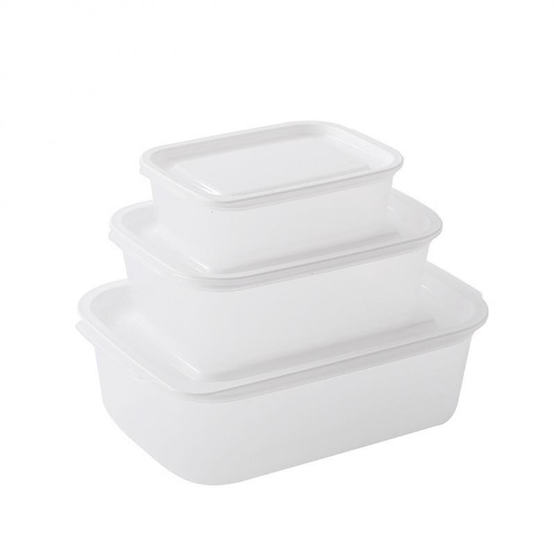 Plastic Storage Bins Refrigerator Storage Box Food Storage Containers With Lid For Kitchen Fridge Cabinet Freezer Desk Organizer: 3pcs