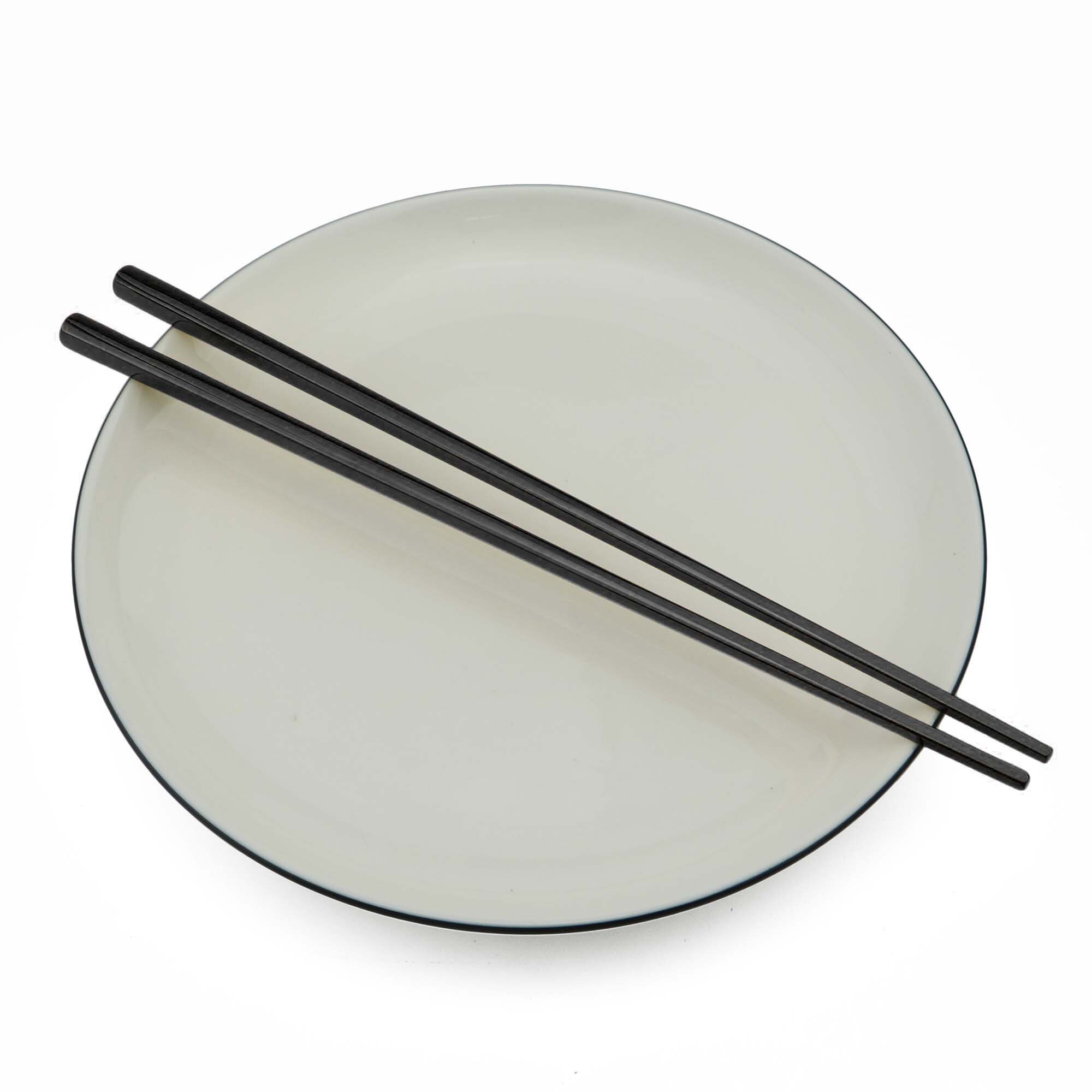 JANKNG 6 Pair 23.5cm Square Chopsticks 304 Stainless Steel Japanese Gold Rose Gold Sushi Hashi Reusable Colorful Chopstick: 6 Pair Black