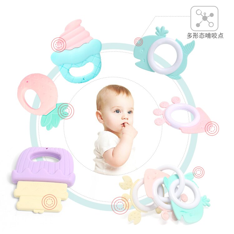 Nacimiento Bebe Baby Bijtring Baby Speelgoed Voor Tanden Siliconen Dier Kralen Geboorte ~ 24 Maanden Peuter Baby Speelgoed Geboorte Ketting