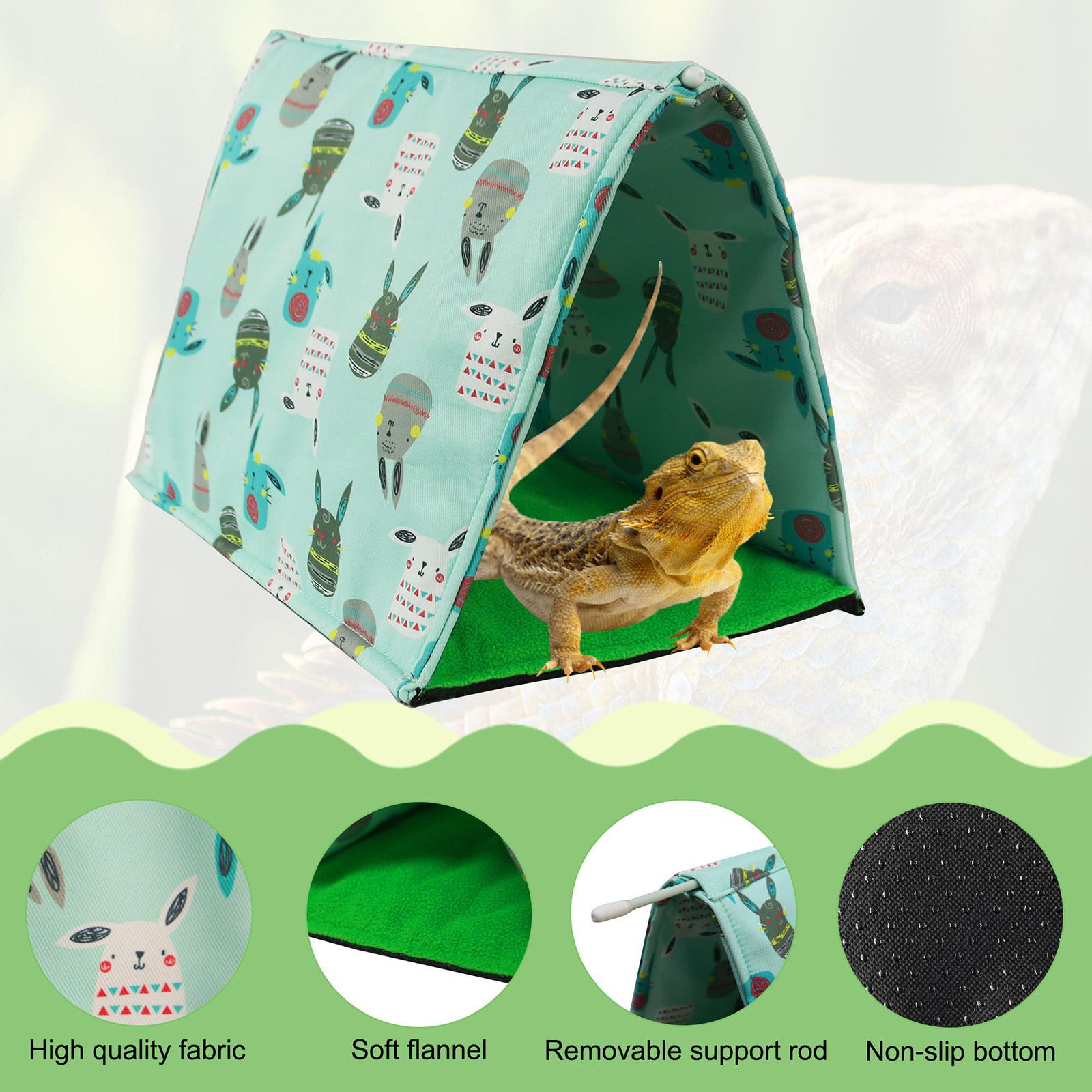 Reptile Hide Bed Nap Mat Bearded Dragon Warm Rest Hideout Habitat Lizard Triangular Tent for Leopard Gecko Accessories Play Toys