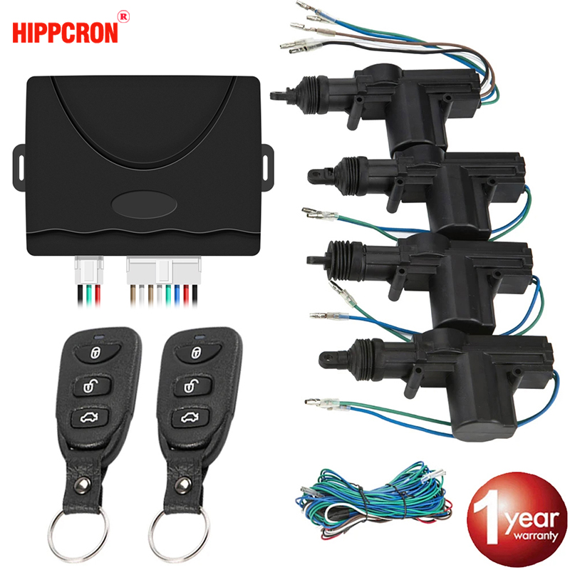 Hippcron billås dörr fjärrkontroll nyckellöst system låssats med 4 dörrars lås ställdon universal 12v