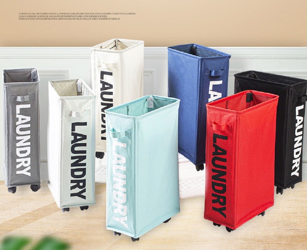 Foldable Dirty Laundry Basket with Caster Wheels Portable Clothes Storage Basket High Capacity Laundry Bags