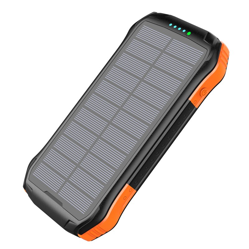 10W Fast Qi Wireless Charger 16000mAh Solar Power Bank PD 18W USB Poverbank Waterproof Powerbank for iPhone 11 Samsung S9 Xiaomi: Orange