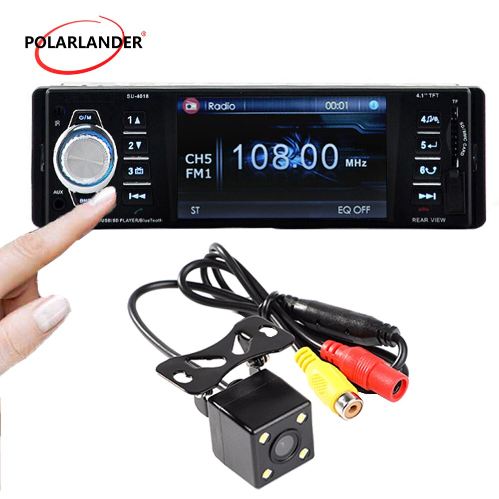 1 Din 4.1 inch TFT Screen 12V Car Radio Bluetooth Car Audio Stereo MP5 MP4 Video Player Support FM USB/SD/MMC Rear Camera