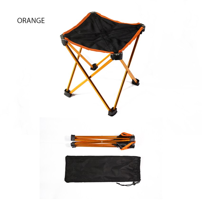 Fiskeredskaber stol rejse ultralet foldestol superhard høj belastning udendørs campingstol bærbar strandvandring picnic sæde: 2- orange