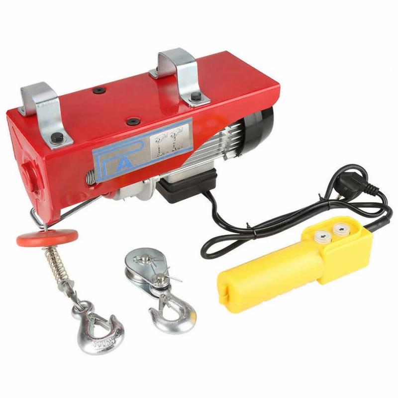 Polipasto eléctrico de 200kg con elevador de coche eléctrico, grúa doméstica de 230V, Motor de cabrestante eléctrico de 500W, tipo acero rojo
