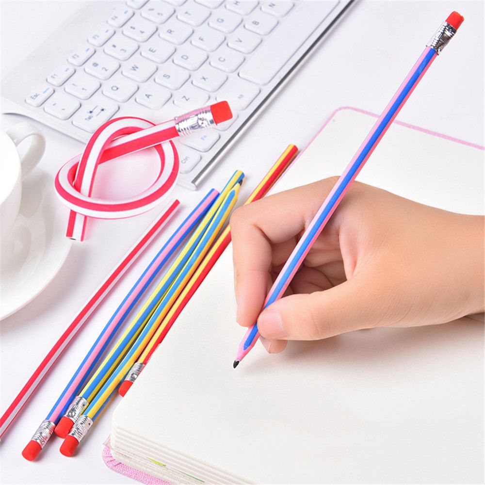 10 Uds colorido magia dúctil Flexible lápiz suave con Borrador de lápiz de Kawaii papelería escuela materiales de escritura para oficina chico gif